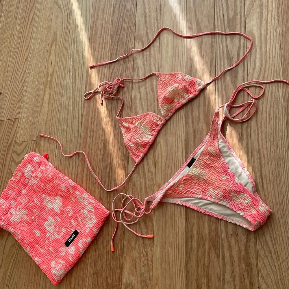 triangl swimwear Orange Floral Tie-Side Triangle Bikini